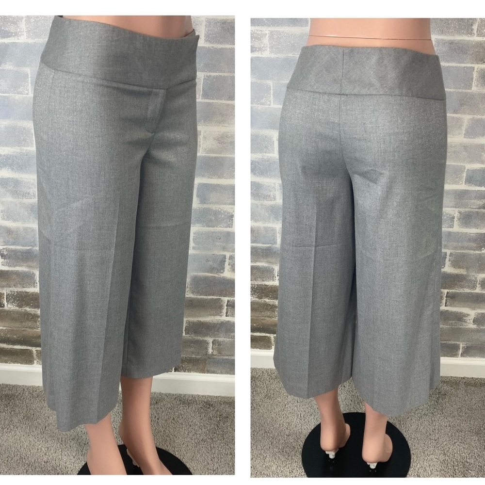 Worthington Stretch Light Grey Shimmer Dress Culottes Wide Waistband Size 6